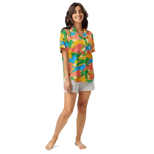 Color Run on a Women's Short Sleeve Pajama Top