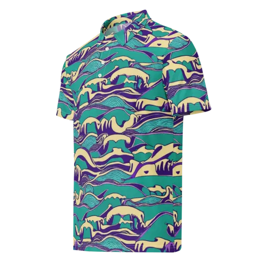 Turquoise Breakers on a Men's Slim Fit Polo Shirt