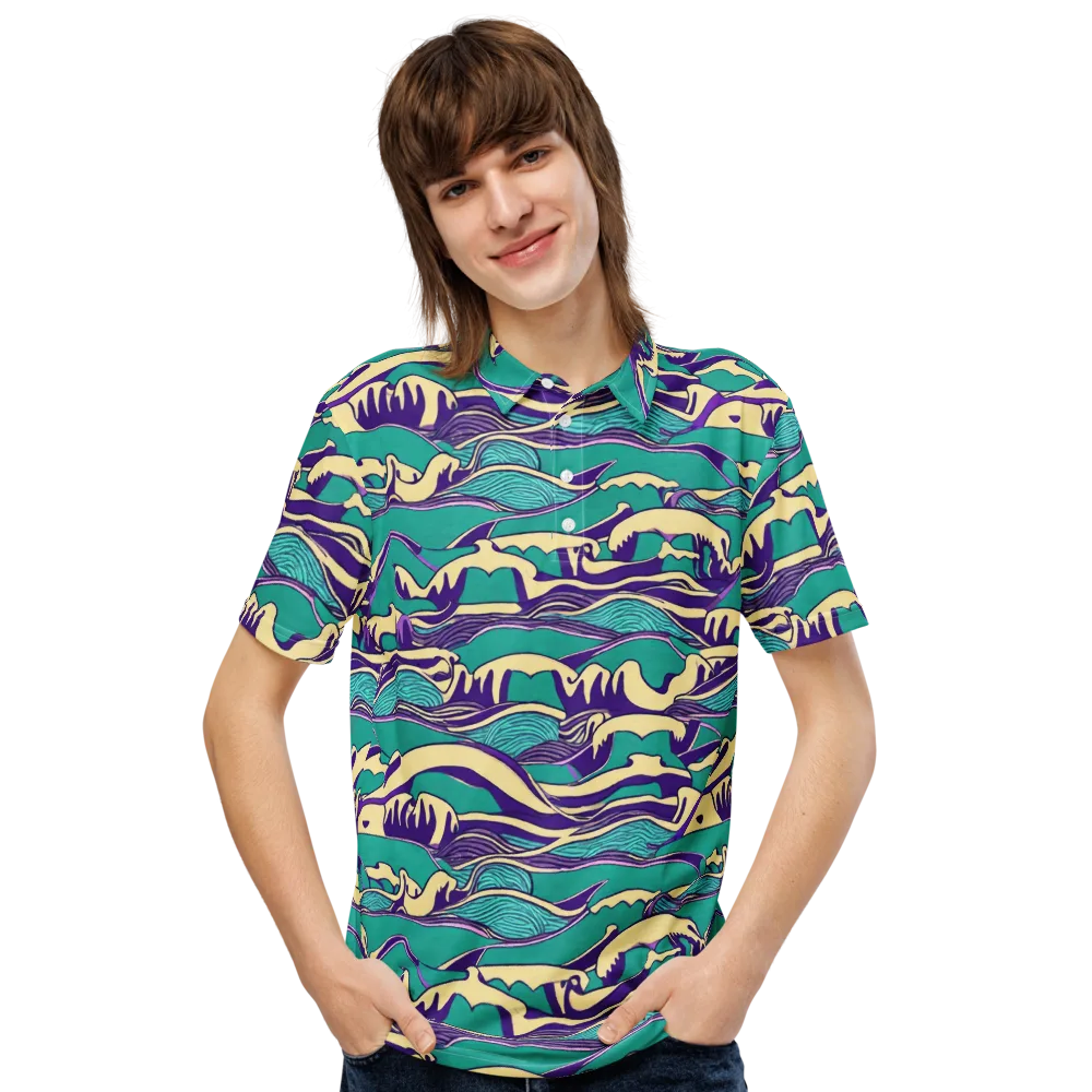 Turquoise Breakers on Men's Slim Fit Polo Shirt — Front