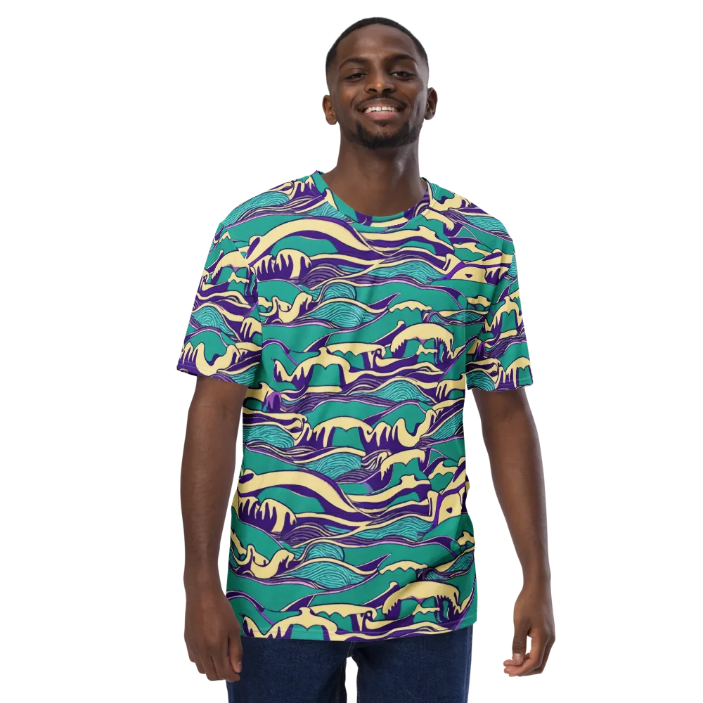 Turquoise Breakers on Men's Crew Neck T-Shirt — Front