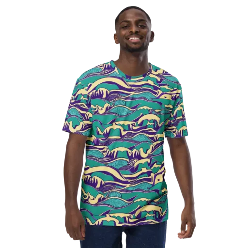 Turquoise Breakers on a Men's Crew Neck T-Shirt