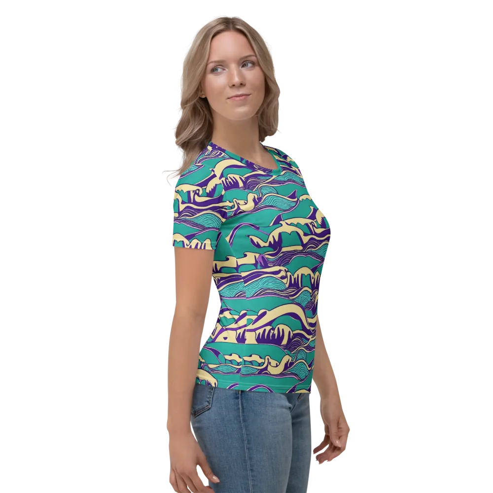 Turquoise Breakers on Women's Crew Neck T-Shirt — Right