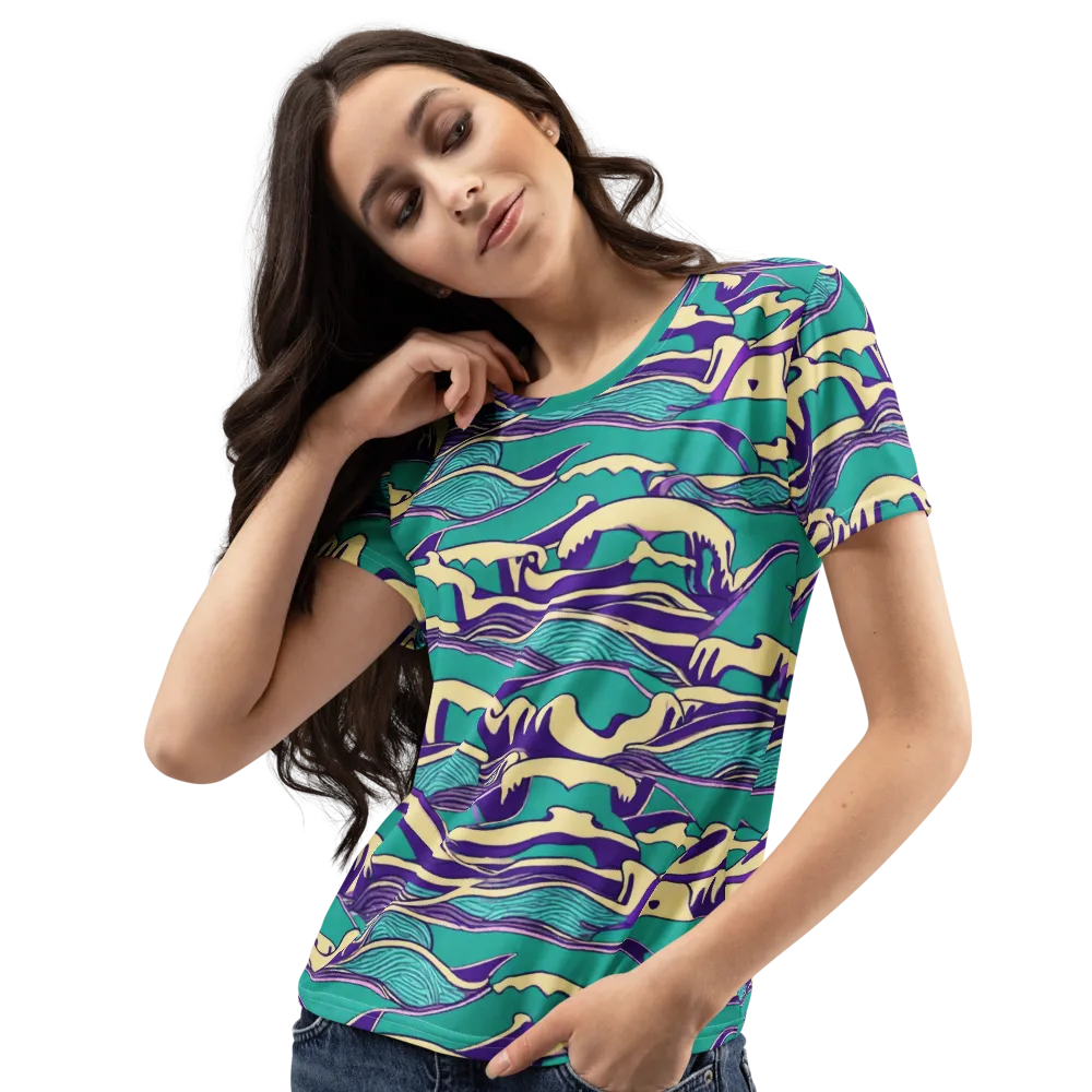 Turquoise Breakers on Women's Crew Neck T-Shirt — Left Front