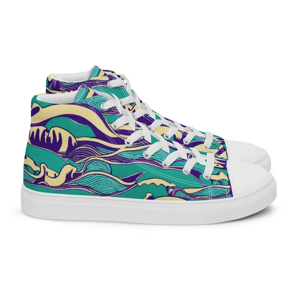 Turquoise Breakers on Women's High Top Canvas Shoes — Right
