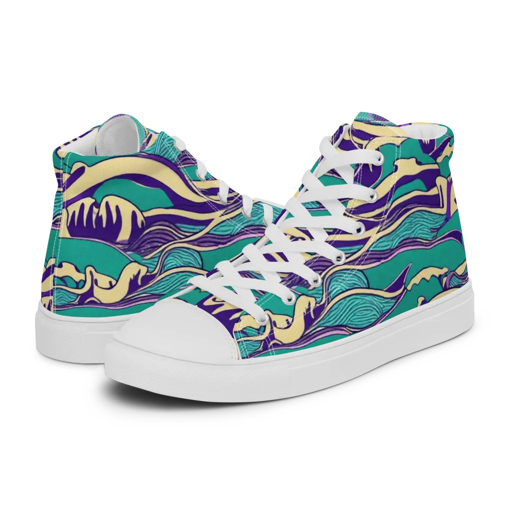 Turquoise Breakers on Women's High Top Canvas Shoes — Left