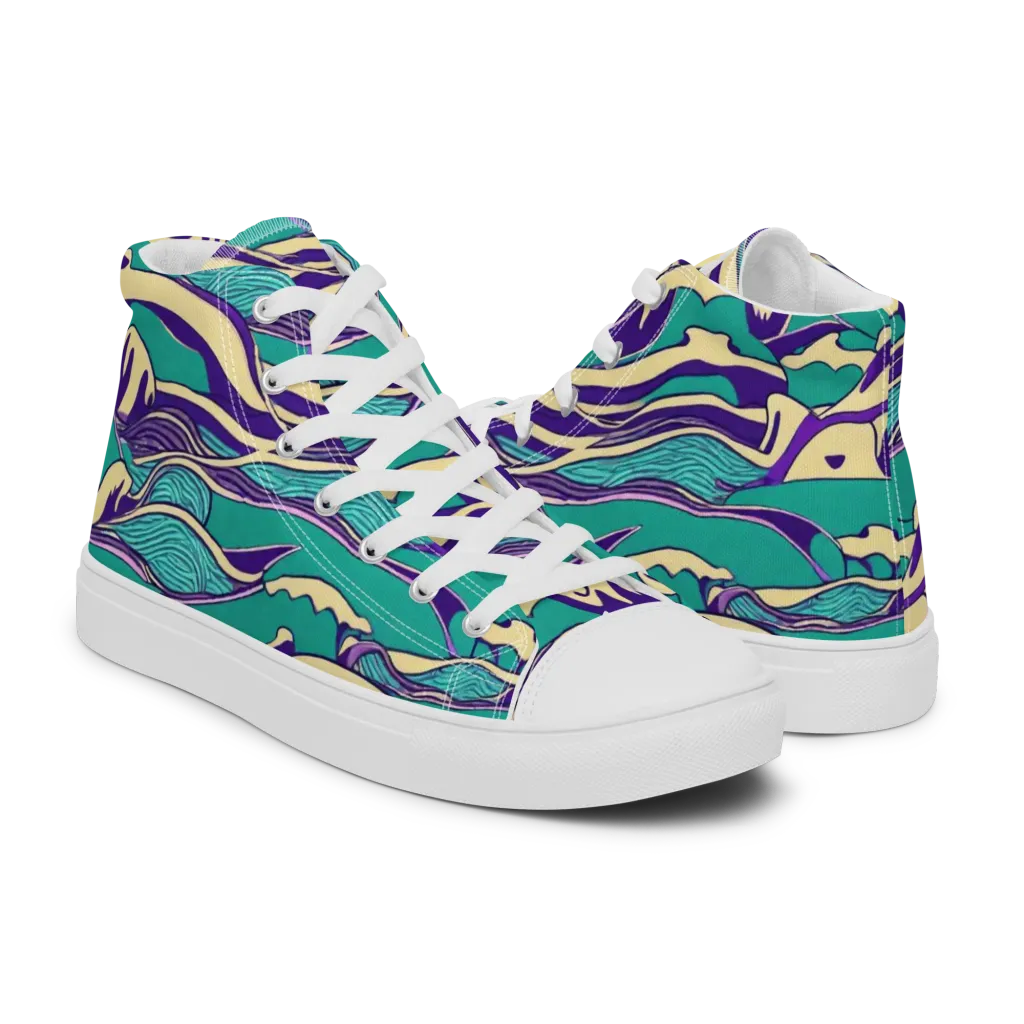 Turquoise Breakers on Women's High Top Canvas Shoes — Right