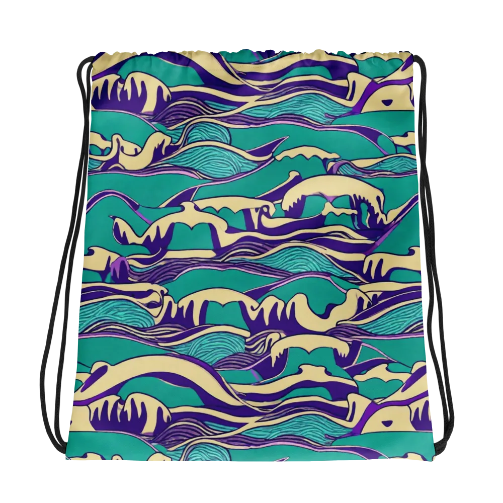 Turquoise Breakers on Drawstring Bag — Photo