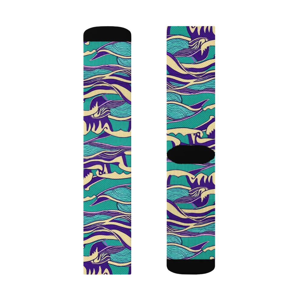 Turquoise Breakers on Socks — Left Sock