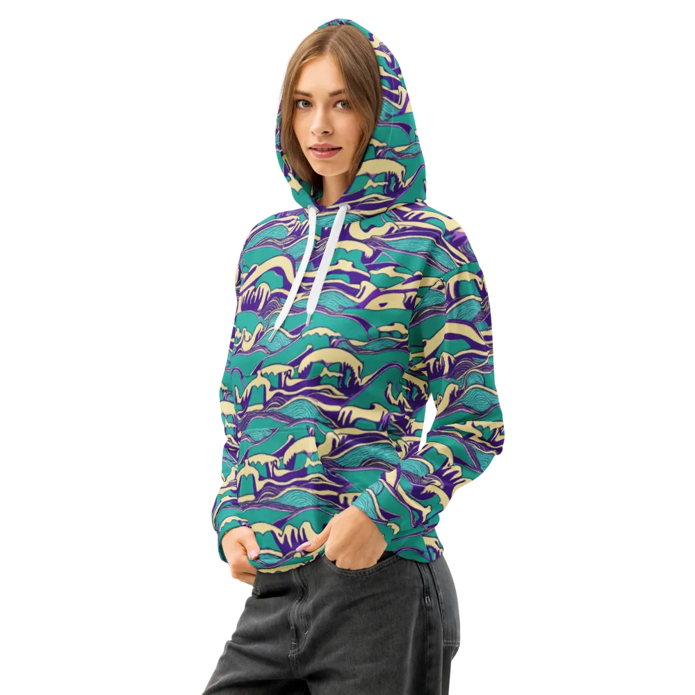 Turquoise Breakers on Cotton Hoodie — Left Front
