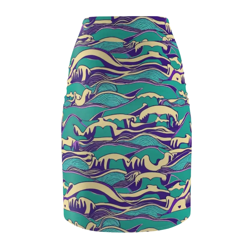 Turquoise Breakers on Pencil Skirt — Back