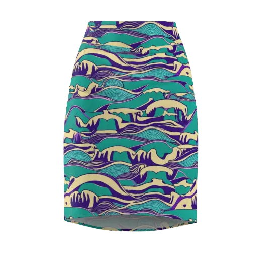 Turquoise Breakers on a Pencil Skirt