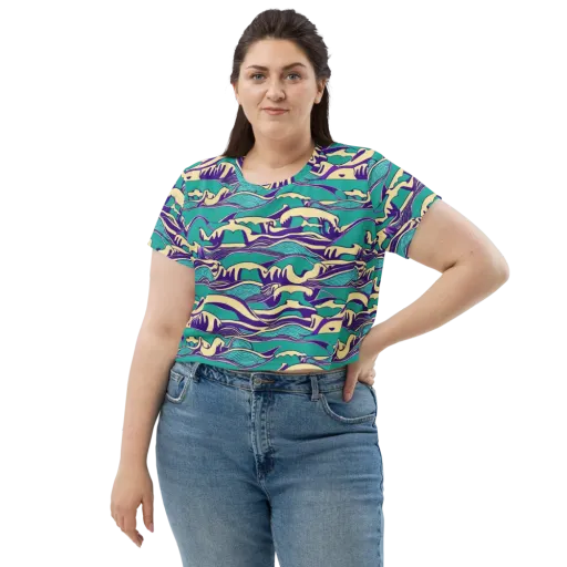 Turquoise Breakers on a Crop Tee