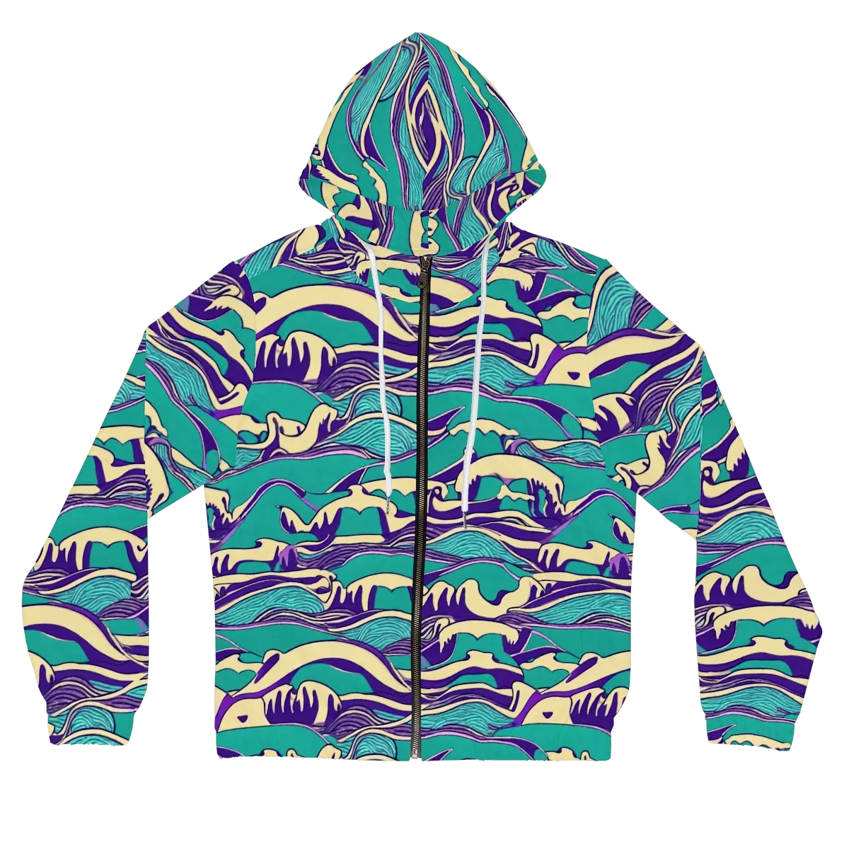 Turquoise Breakers on Women's Full-Zip Hoodie — Front