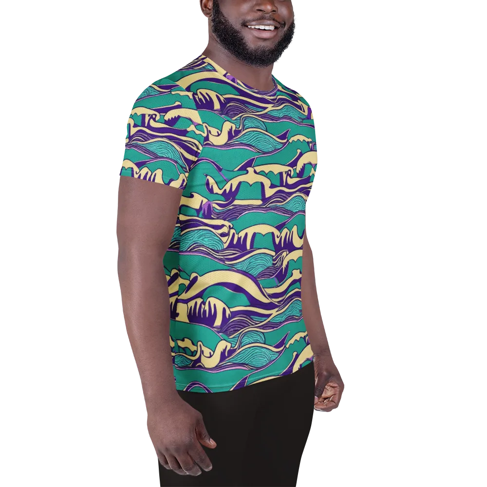Turquoise Breakers on Men's Athletic T-Shirt — Right