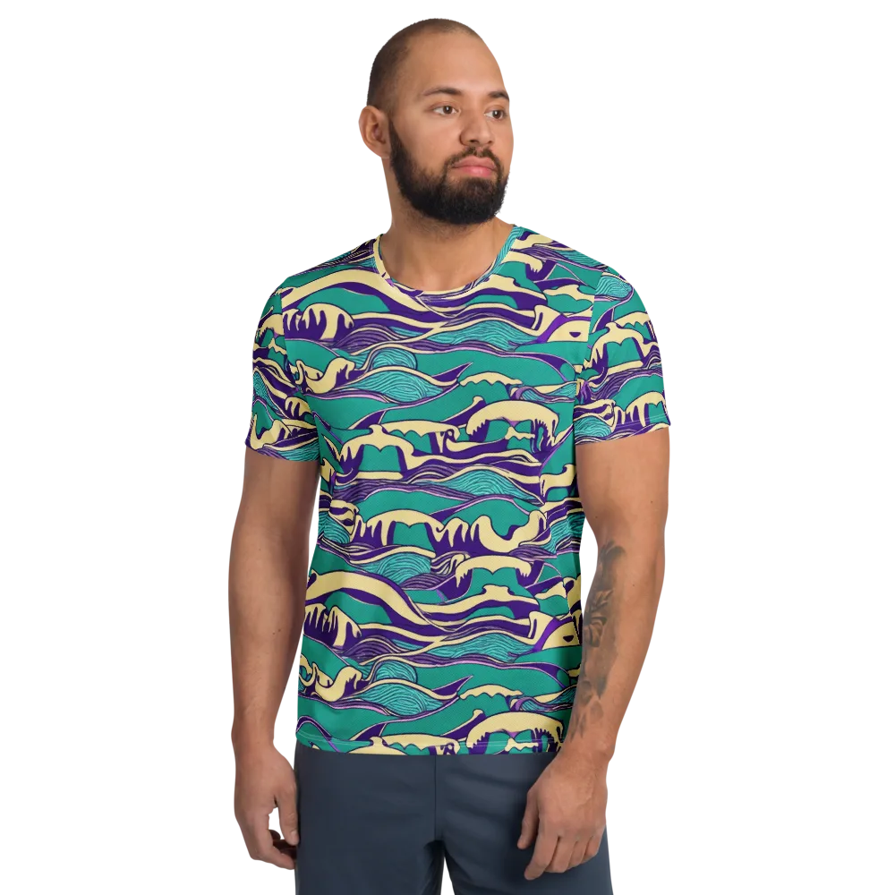 Turquoise Breakers on Men's Athletic T-Shirt — Front