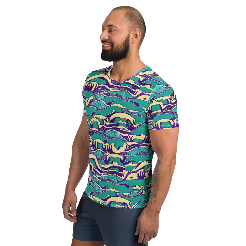 Turquoise Breakers on Men's Athletic T-Shirt — Left