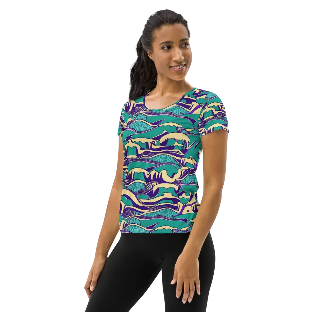 Turquoise Breakers on Women's Athletic T-Shirt — Left