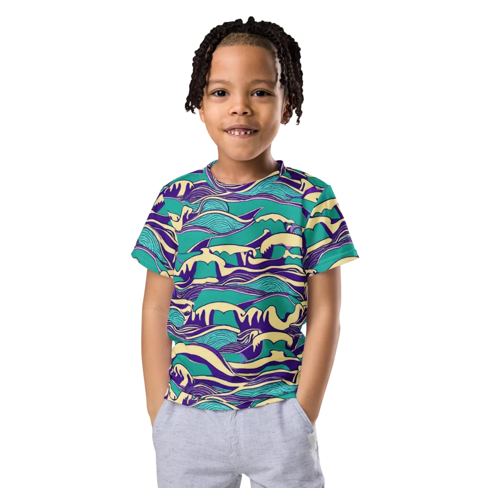 Turquoise Breakers on Kids Crew Neck T-Shirt — Front