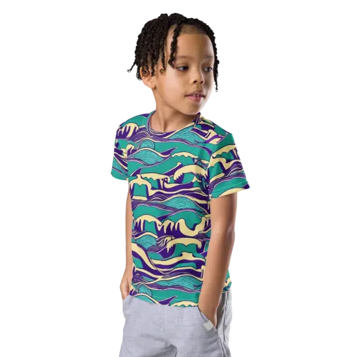 Turquoise Breakers on a Kids Crew Neck T-Shirt