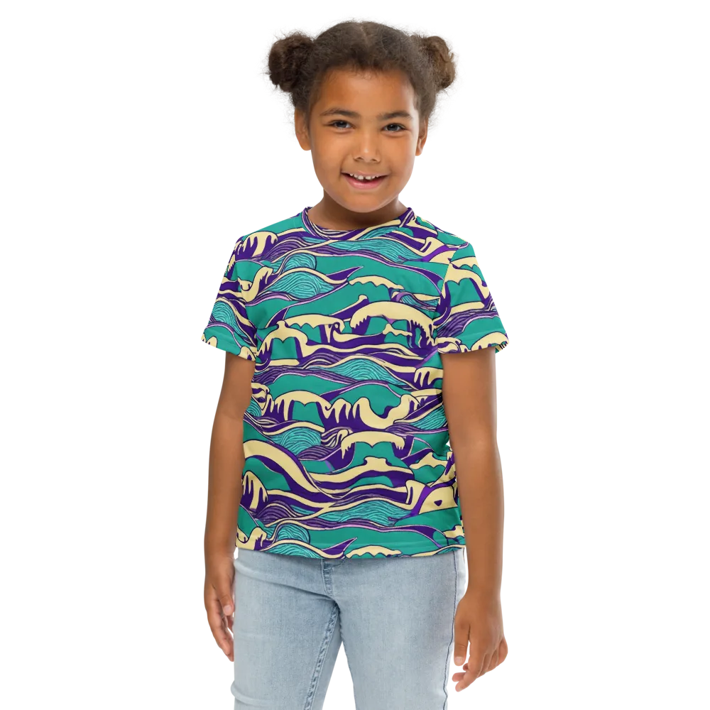 Turquoise Breakers on Kids Crew Neck T-Shirt — Front