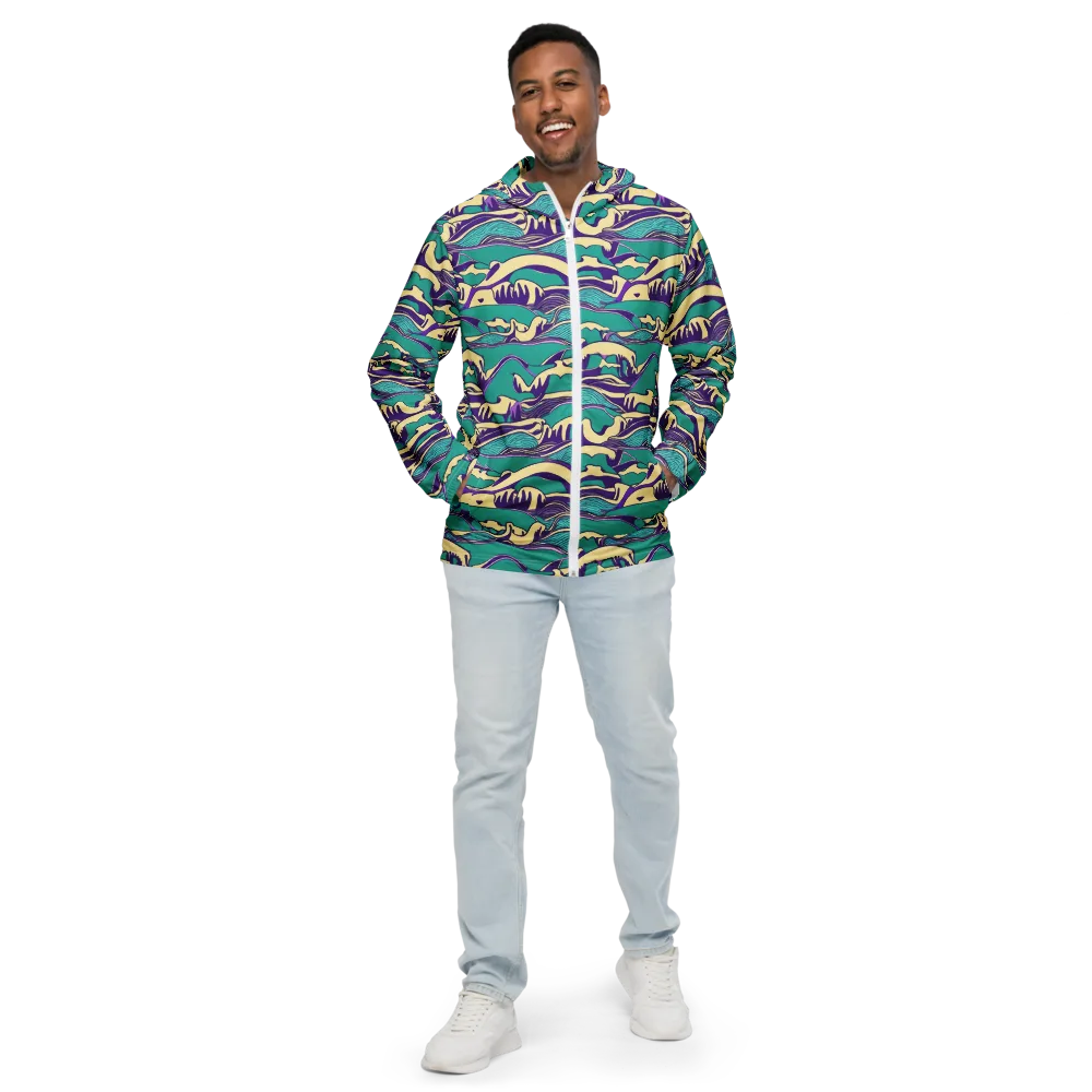 Turquoise Breakers on Men's Windbreaker — Front