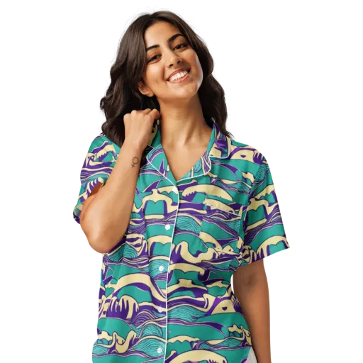 Turquoise Breakers on a Women's Short Sleeve Pajama Top