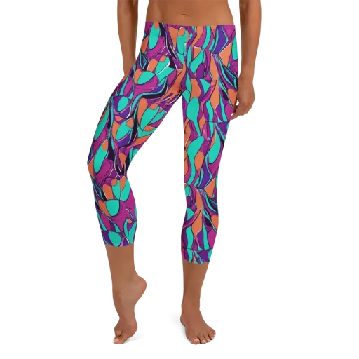 Peacock Static on a Capri Leggings