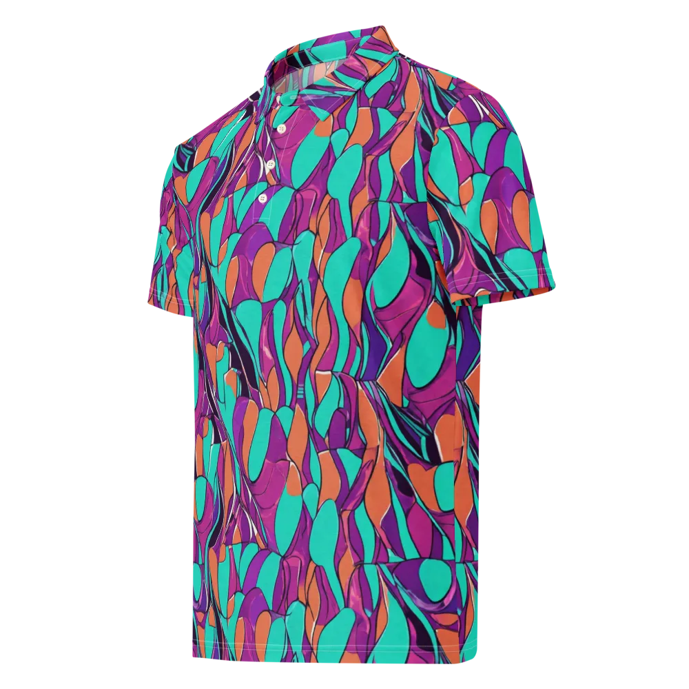 Peacock Static on Men's Slim Fit Polo Shirt — Left Front