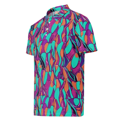 Peacock Static on a Men's Slim Fit Polo Shirt