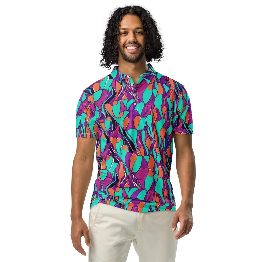 Peacock Static on Men's Slim Fit Polo Shirt — Front
