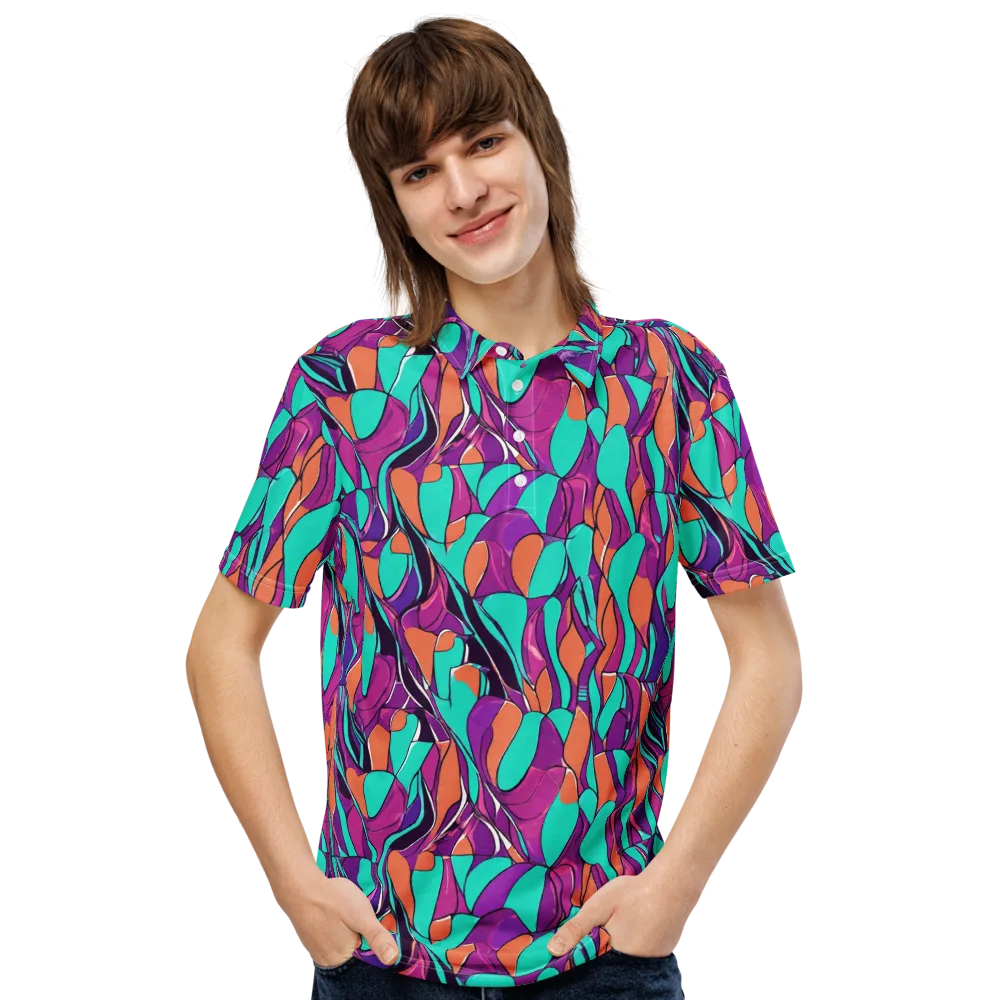 Peacock Static on Men's Slim Fit Polo Shirt — Front
