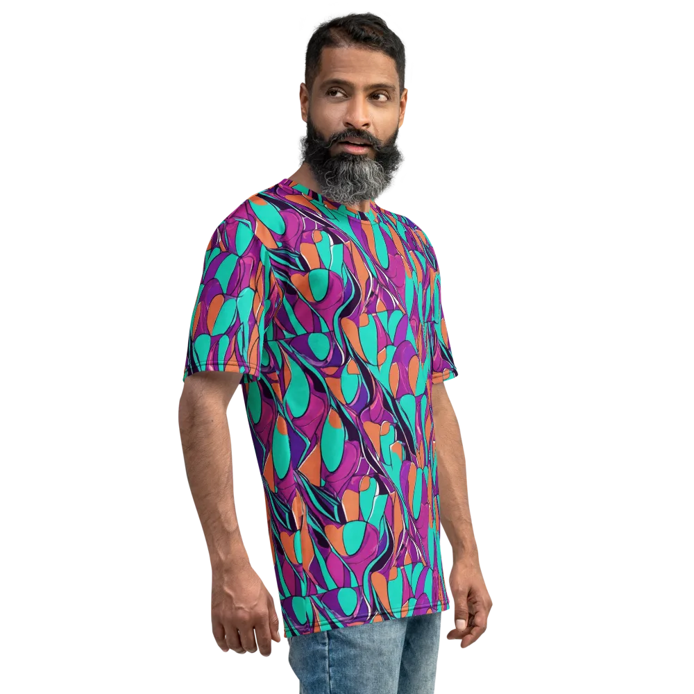 Peacock Static on Men's Crew Neck T-Shirt — Right