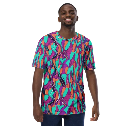 Peacock Static on a Men's Crew Neck T-Shirt