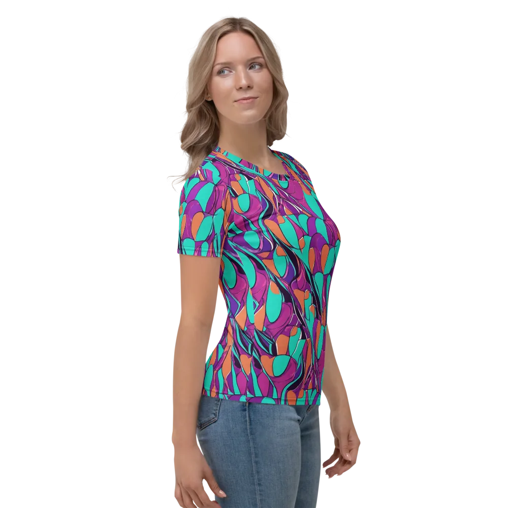 Peacock Static on Women's Crew Neck T-Shirt — Right