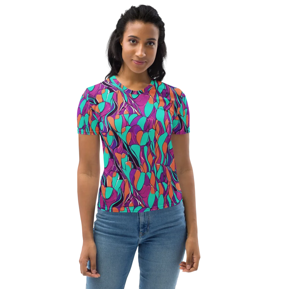 Peacock Static on Women's Crew Neck T-Shirt — Front