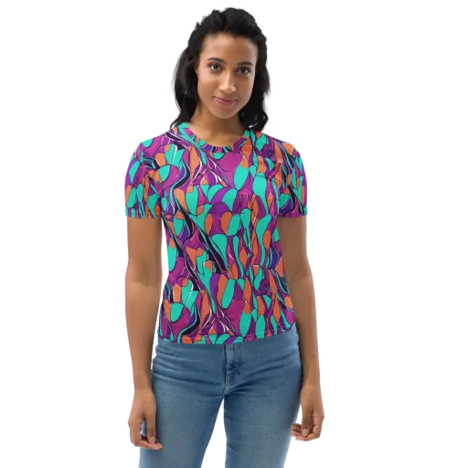 Peacock Static on a Women's Crew Neck T-Shirt