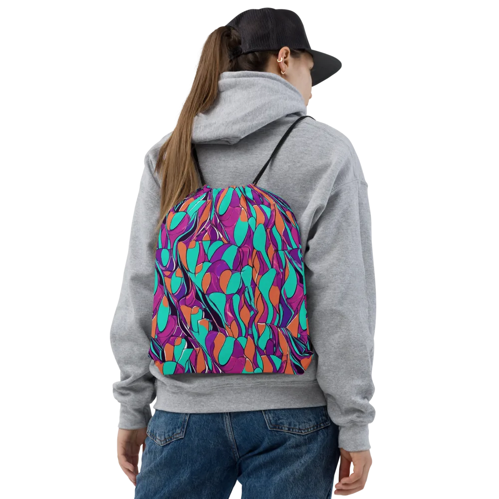 Peacock Static on Drawstring Bag — Front