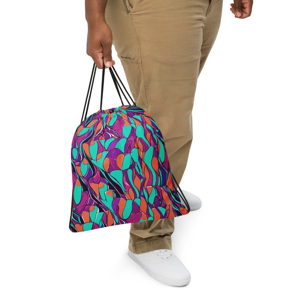 Peacock Static on Drawstring Bag — Front