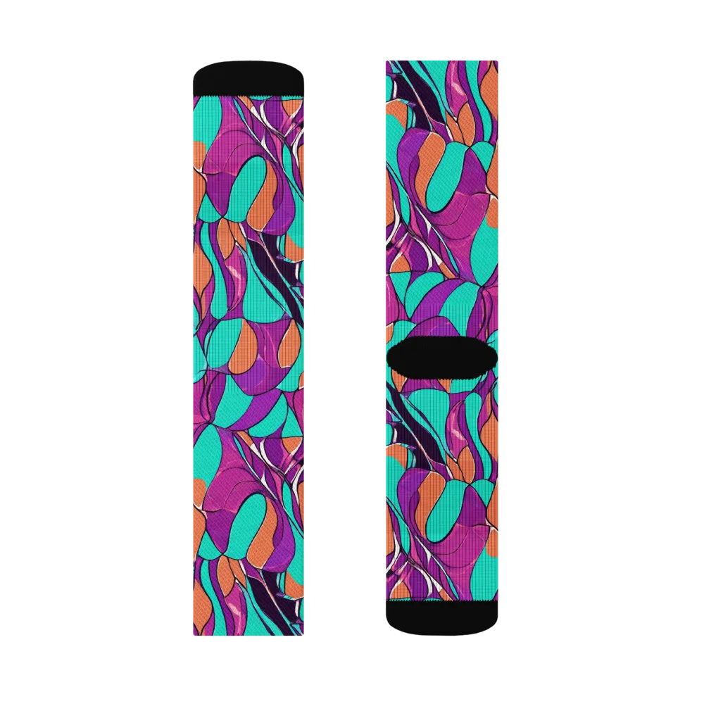 Peacock Static on Socks — Right Sock