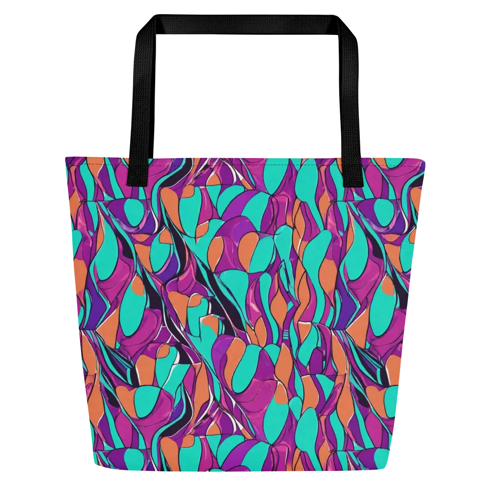 Peacock Static on Large Tote Bag W/ Pocket — Front