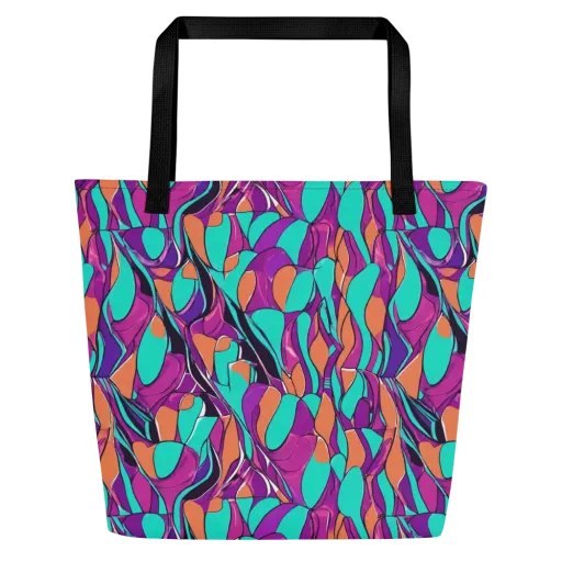 Peacock Static on a Large Tote Bag W/ Pocket