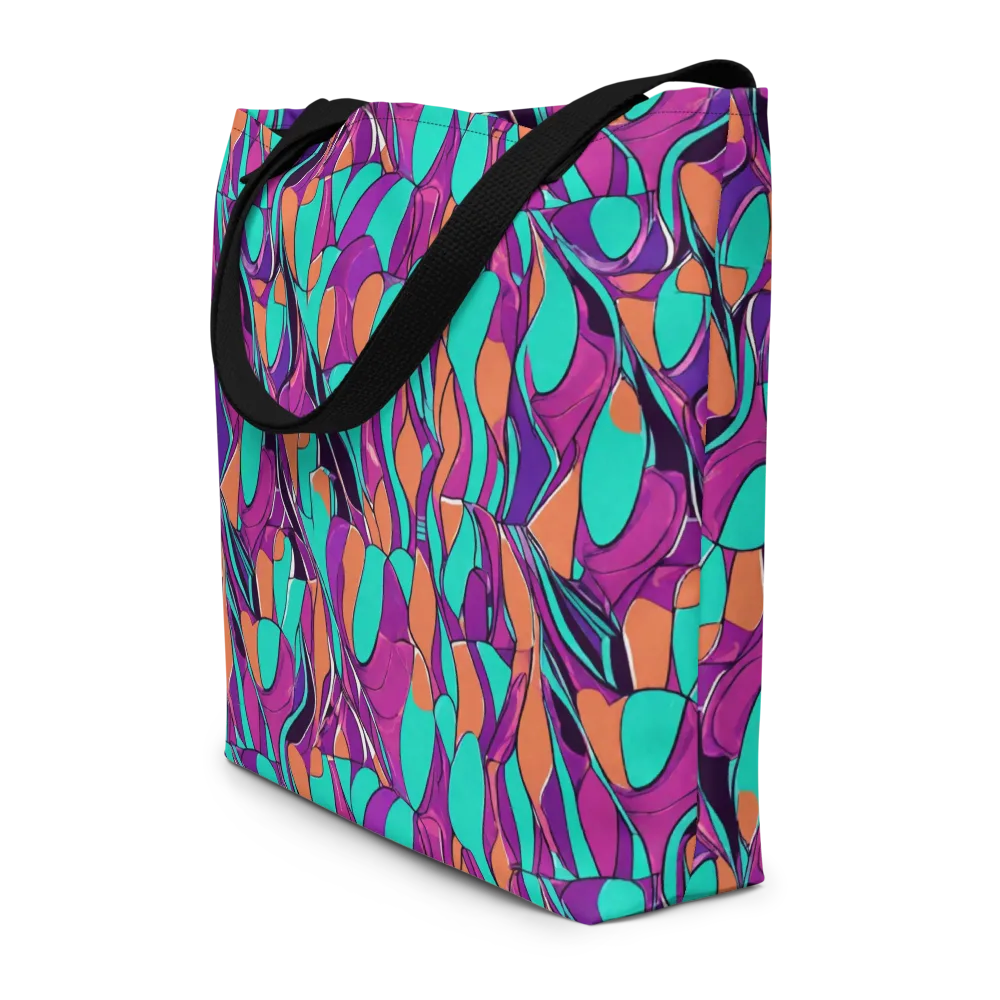 Peacock Static on Large Tote Bag W/ Pocket — Front