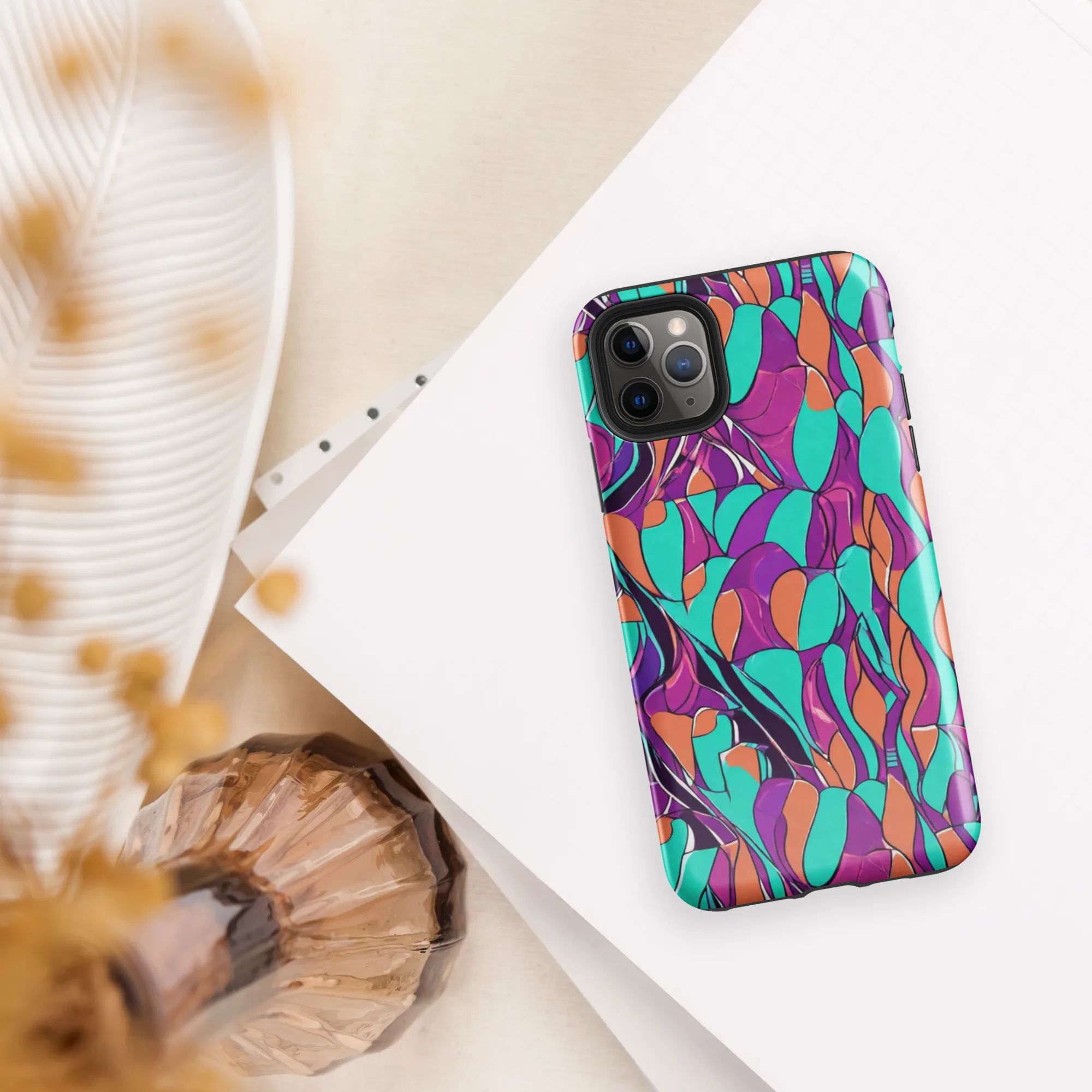 Peacock Static on Tough Case for iPhone® — Front