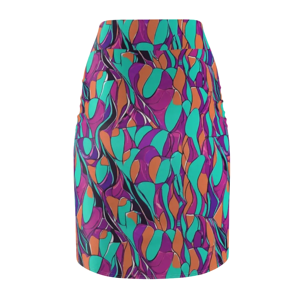 Peacock Static on Pencil Skirt — Back