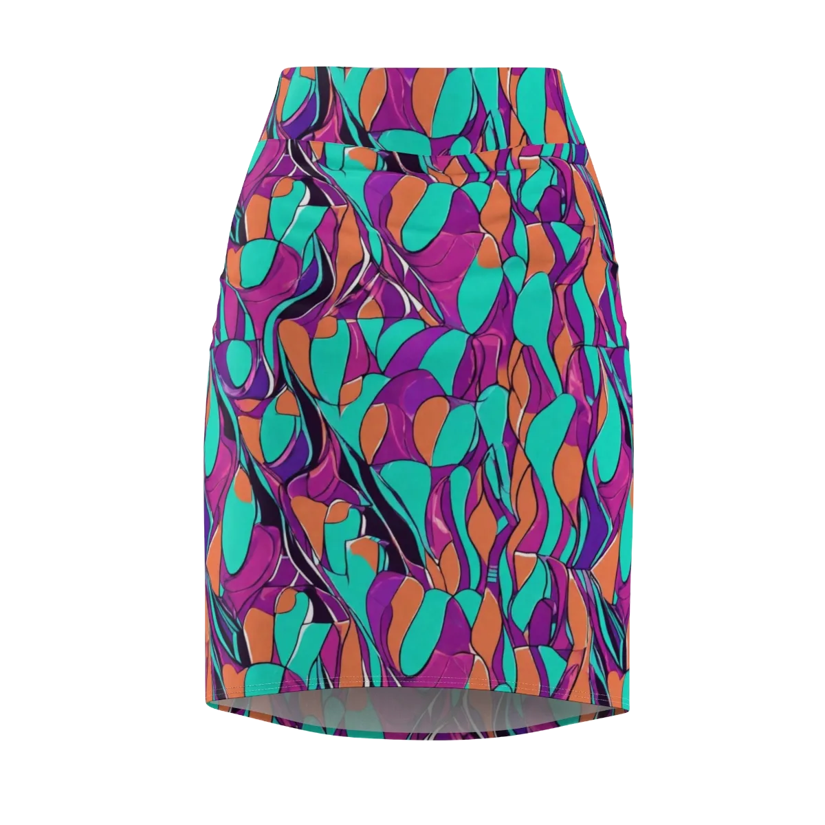 Peacock Static on Pencil Skirt — Front