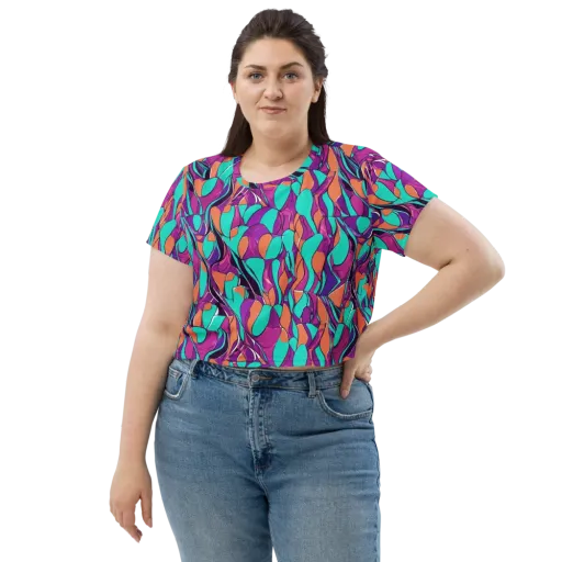 Peacock Static on a Crop Tee