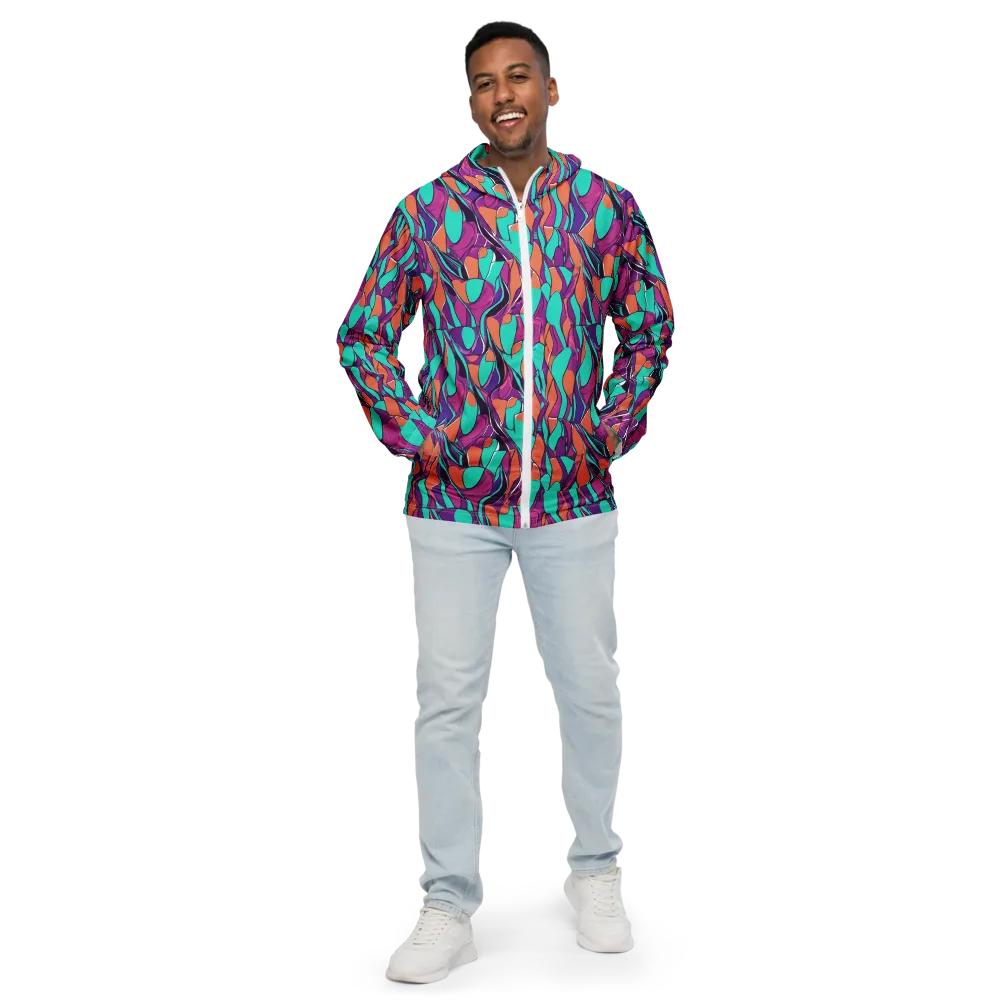 Peacock Static on Men's Windbreaker — Front