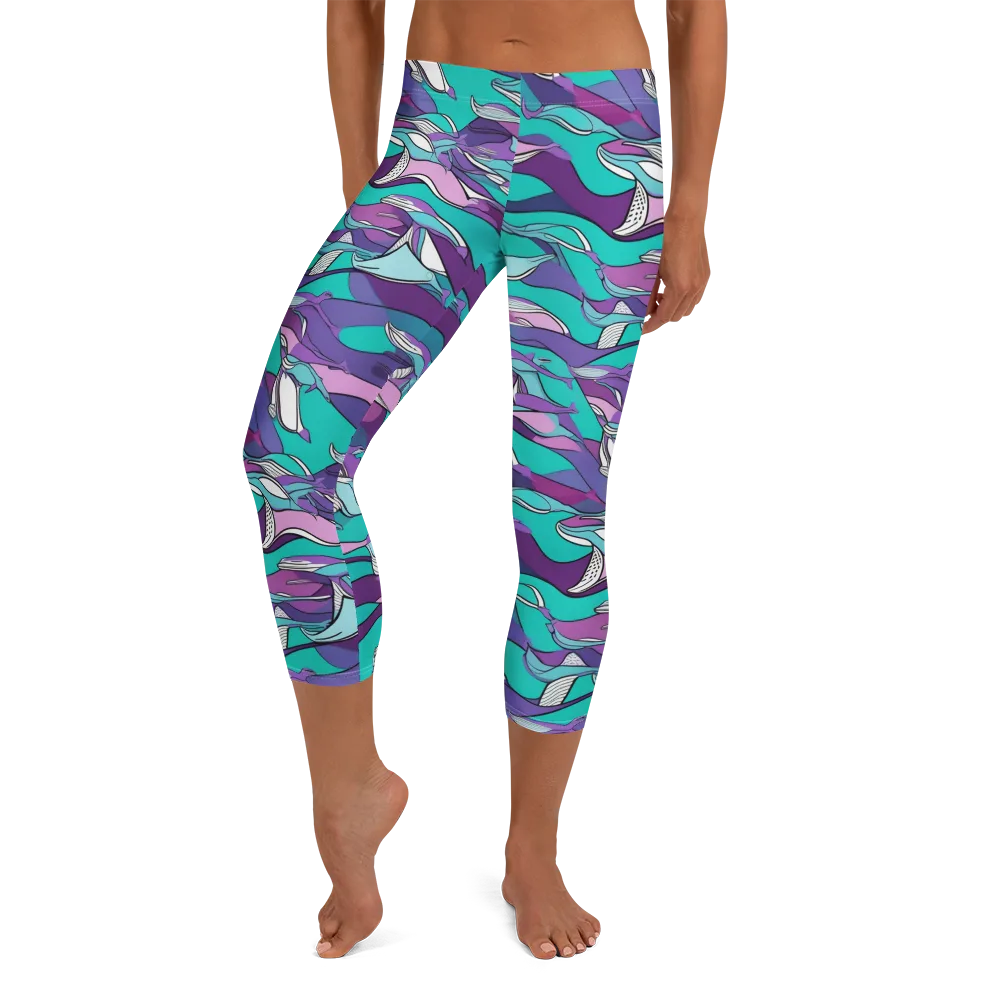 Neon Migrations on Capri Leggings — Front