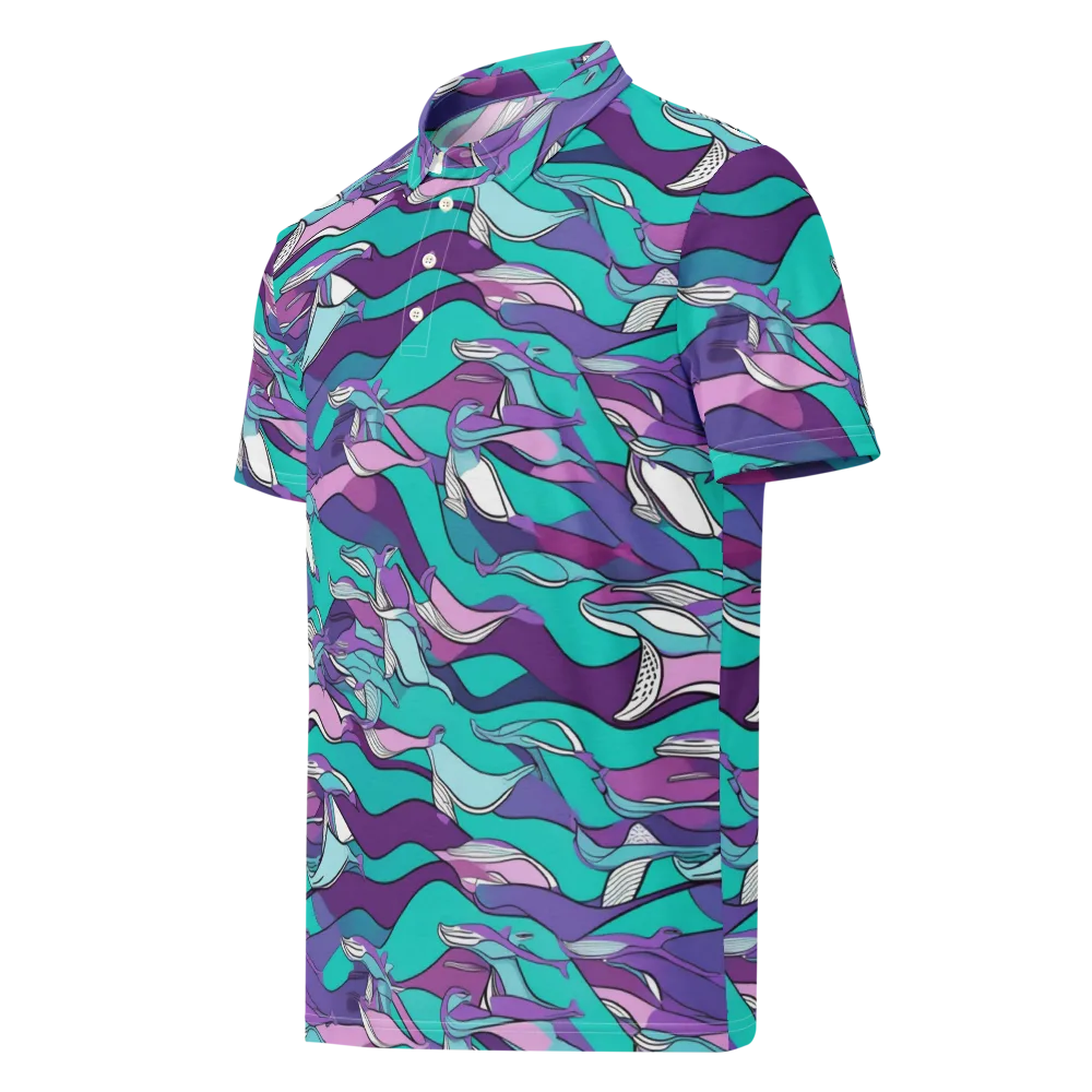 Neon Migrations on Men's Slim Fit Polo Shirt — Left Front