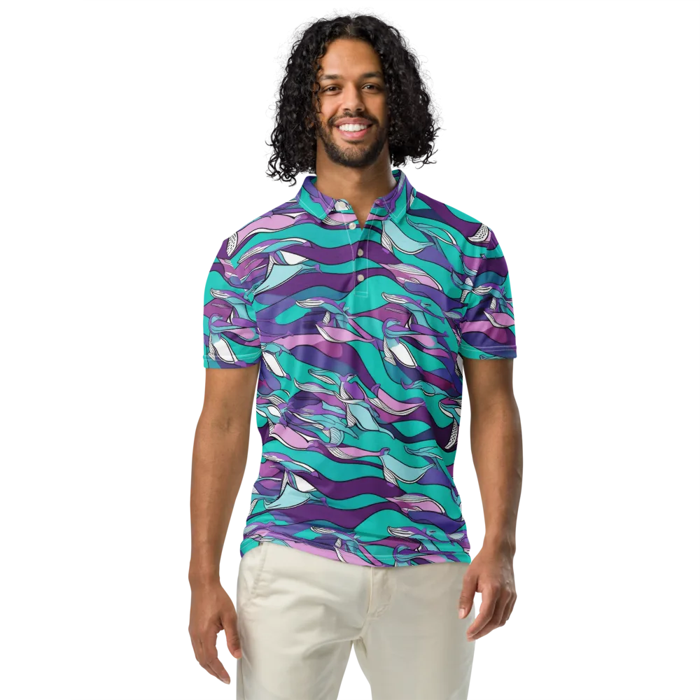 Neon Migrations on Men's Slim Fit Polo Shirt — Front